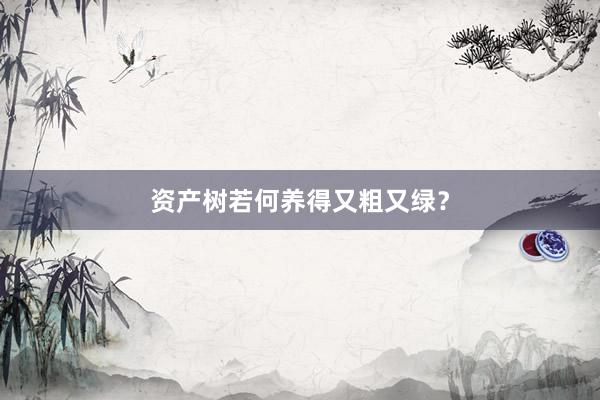 资产树若何养得又粗又绿？